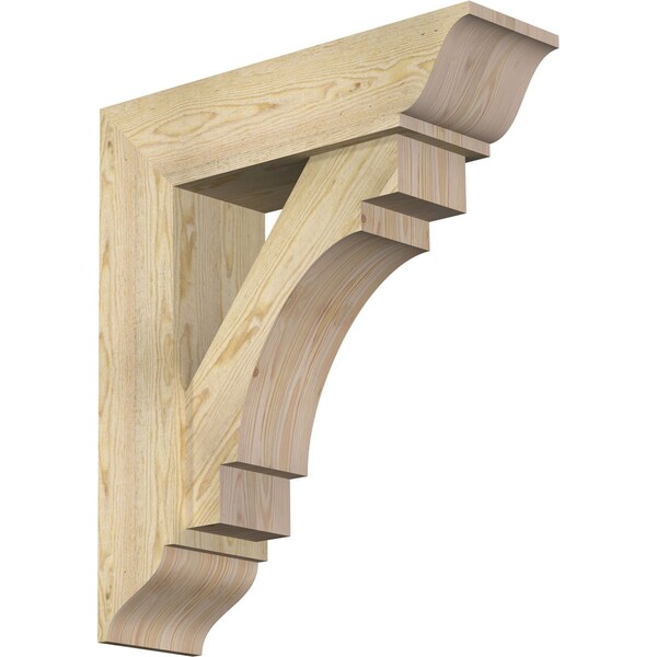 Ekena Millwork Merced Traditional Rough Sawn Bracket w/ Offset Brace, Douglas Fir, 8"W x 28"D x 32"H BKT0806X28X32MRC01RDF - main